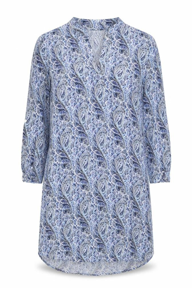 Atmosphere Womens Blue Paisley Viscose A-Line Size 10 V-Neck Pullover