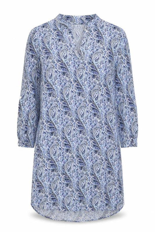 Atmosphere Womens Blue Paisley Viscose A-Line Size 10 V-Neck Pullover