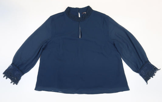 Limited Edition Womens Blue Polyester Basic Blouse Size 16 Round Neck
