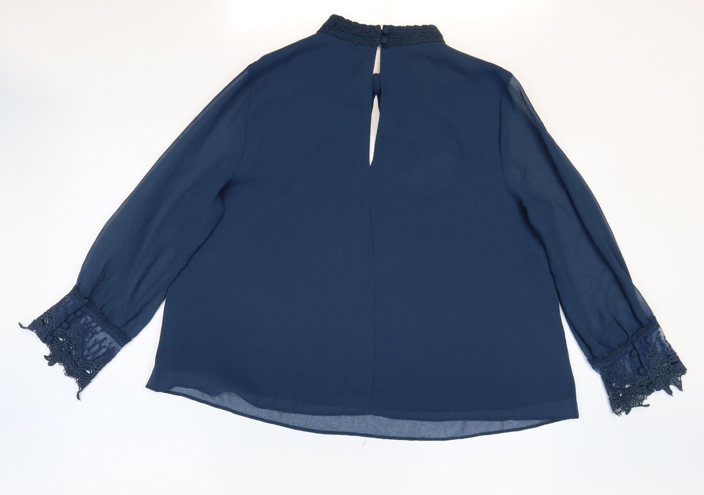 Limited Edition Womens Blue Polyester Basic Blouse Size 16 Round Neck