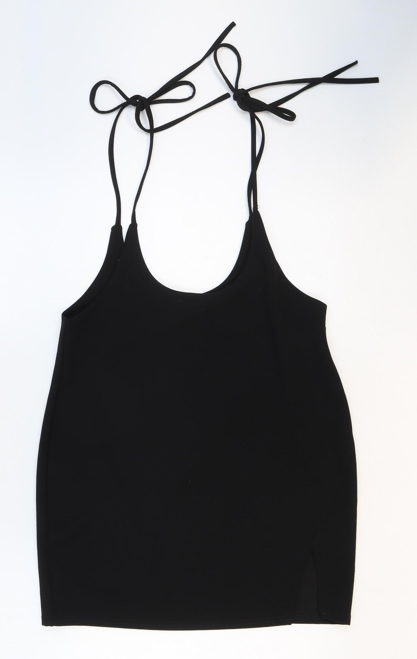 Preworn Womens Black Polyester Basic Tank Size 14 Round Neck