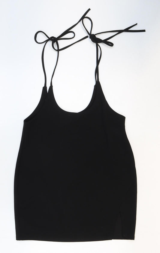Preworn Womens Black Polyester Basic Tank Size 14 Round Neck