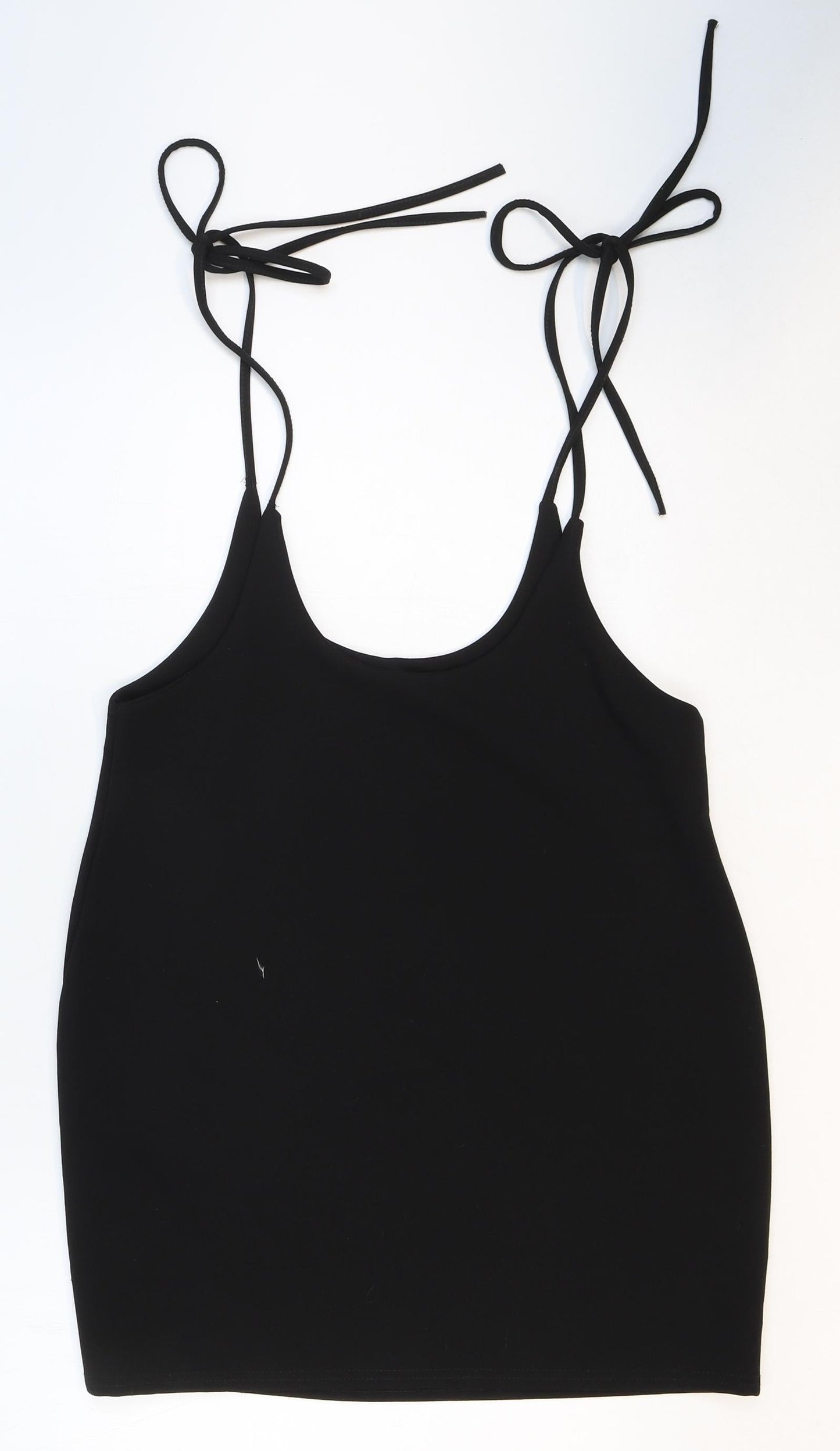Preworn Womens Black Polyester Basic Tank Size 14 Round Neck