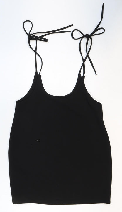 Preworn Womens Black Polyester Basic Tank Size 14 Round Neck