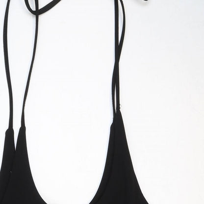 Preworn Womens Black Polyester Basic Tank Size 14 Round Neck