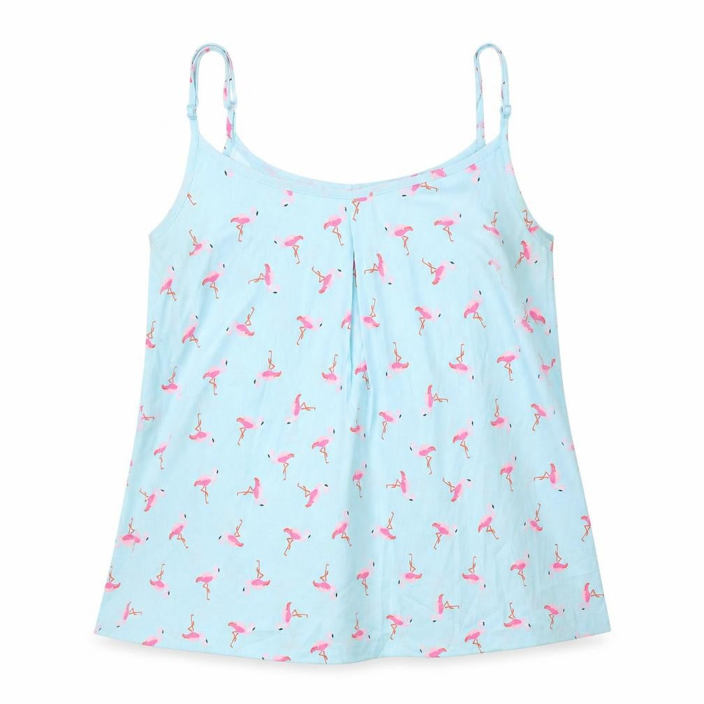 Simply Be Womens Blue Geometric Polyester Basic Tank Size 12 Round Neck - Flamingo Pattern