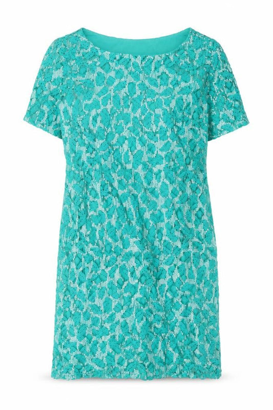 Monsoon Womens Green Geometric Cotton Shift Size 8 Boat Neck Zip