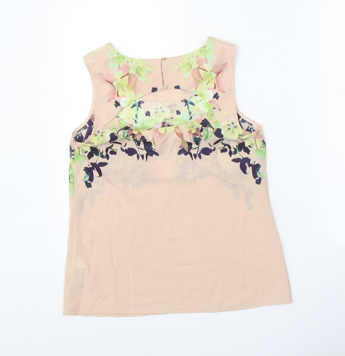 Oasis Womens Beige Polyester Basic Blouse Size 8 Scoop Neck
