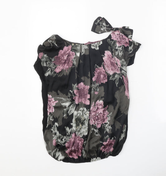Amphora Womens Black Polyester Basic Blouse Size 10 Scoop Neck