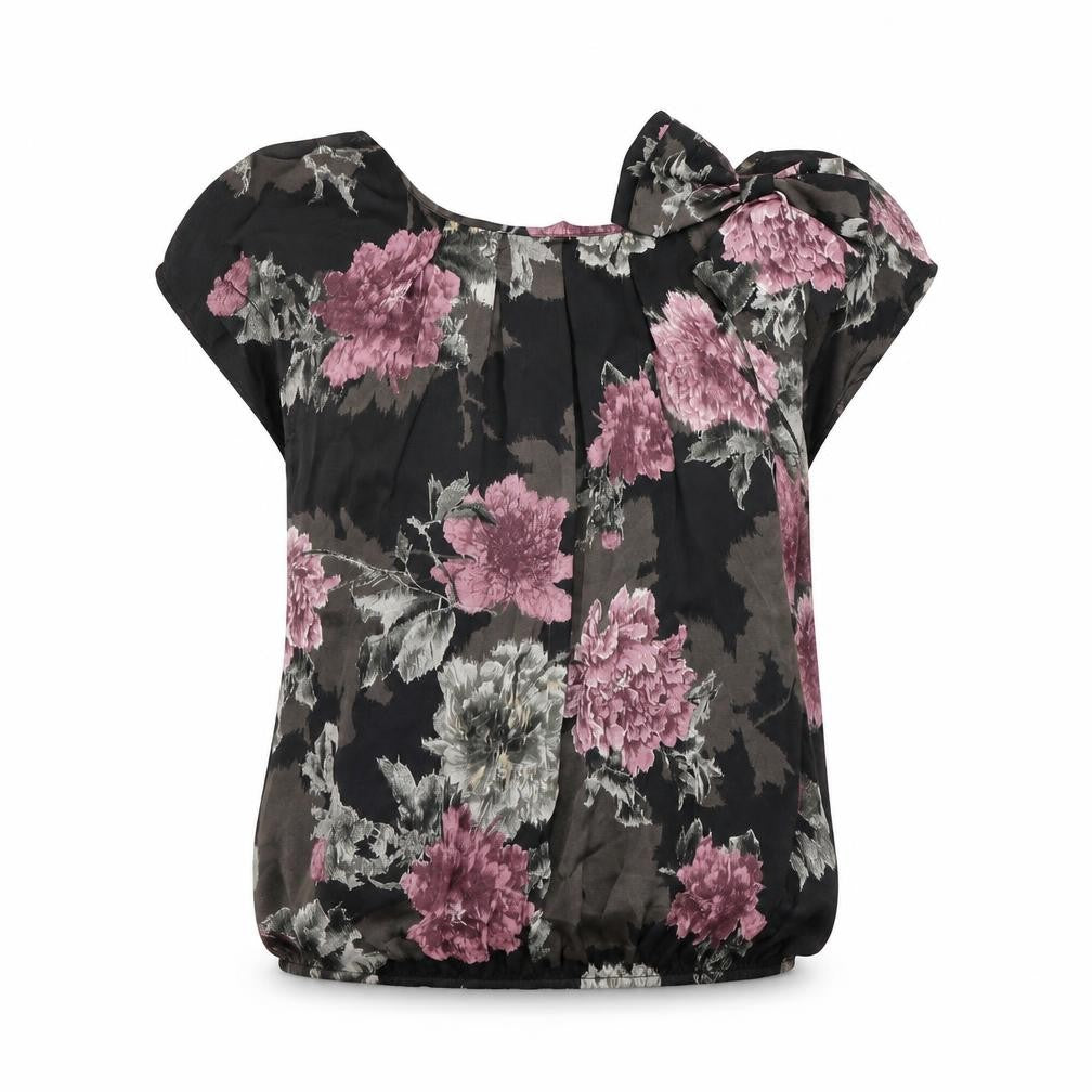 Amphora Womens Black Polyester Basic Blouse Size 10 Scoop Neck