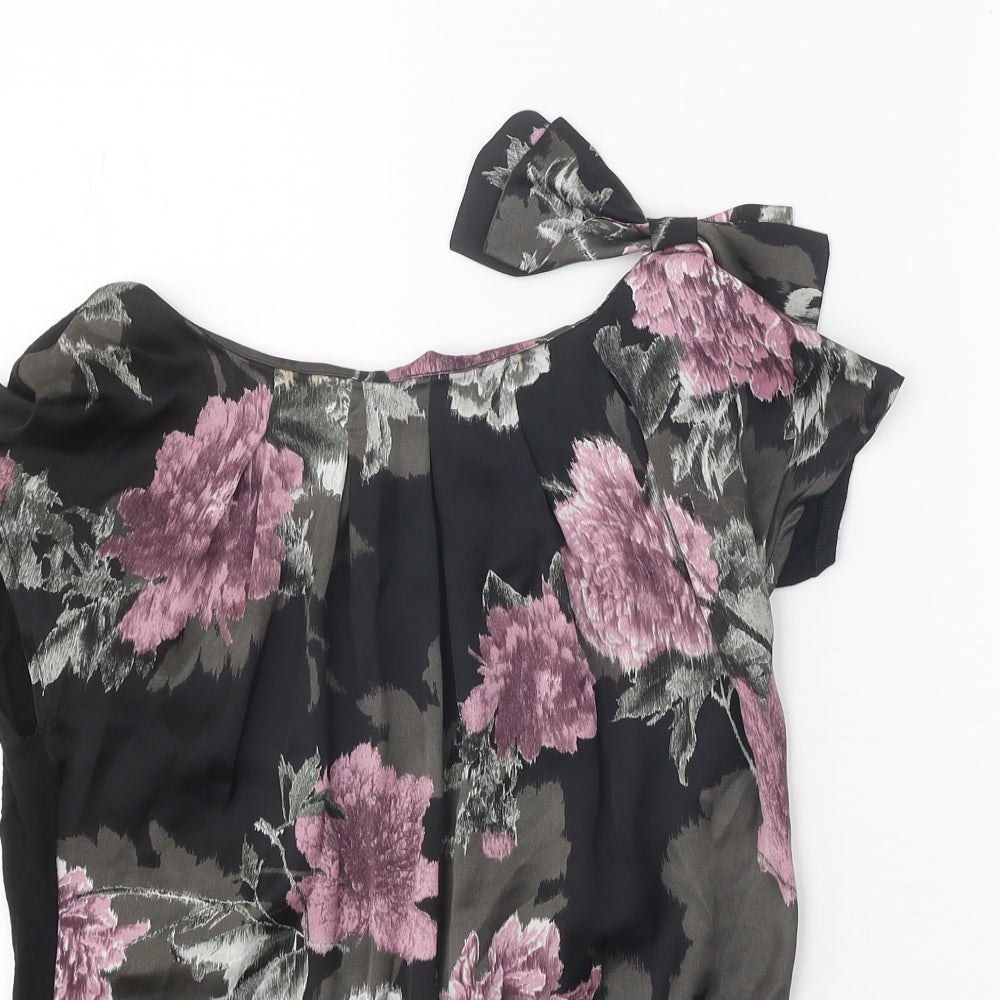 Amphora Womens Black Polyester Basic Blouse Size 10 Scoop Neck