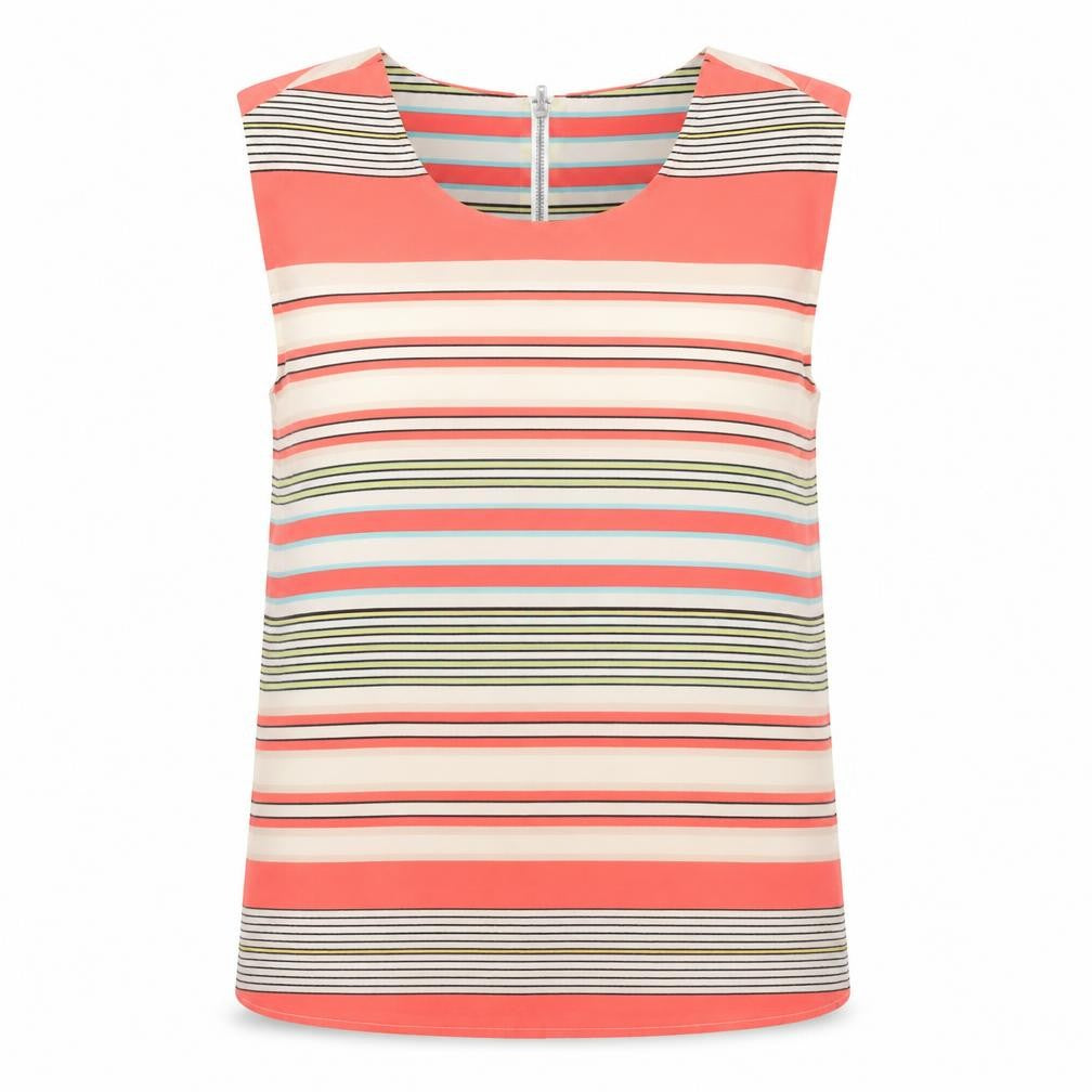 Oasis Womens Multicoloured Striped Polyester Basic Blouse Size 10 Scoop Neck