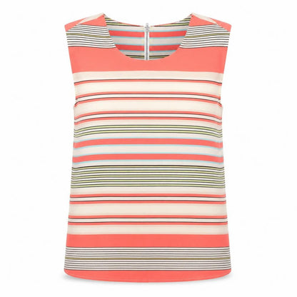 Oasis Womens Multicoloured Striped Polyester Basic Blouse Size 10 Scoop Neck