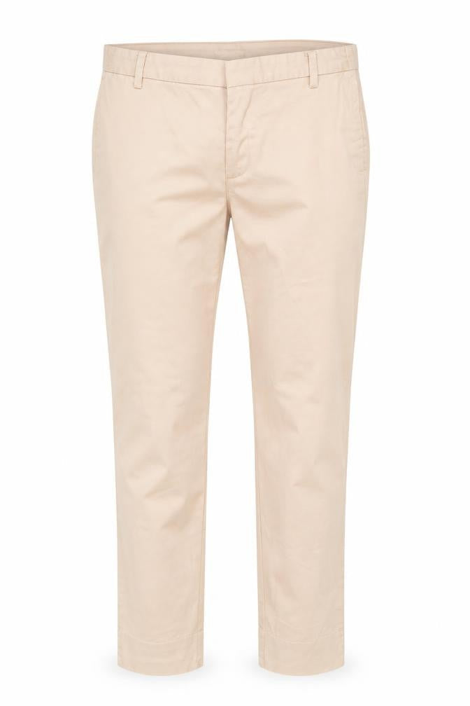 H&M Womens Beige Cotton Chino Trousers Size 12 Regular Zip