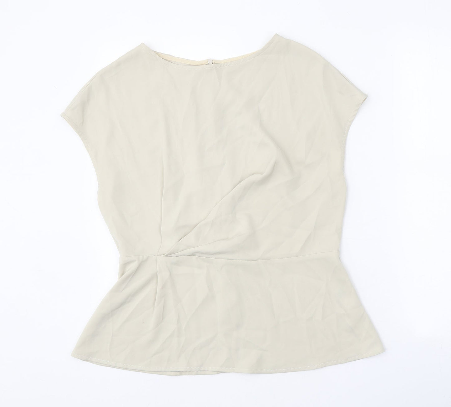 MOTF Womens Beige Polyester Basic Blouse Size L Round Neck