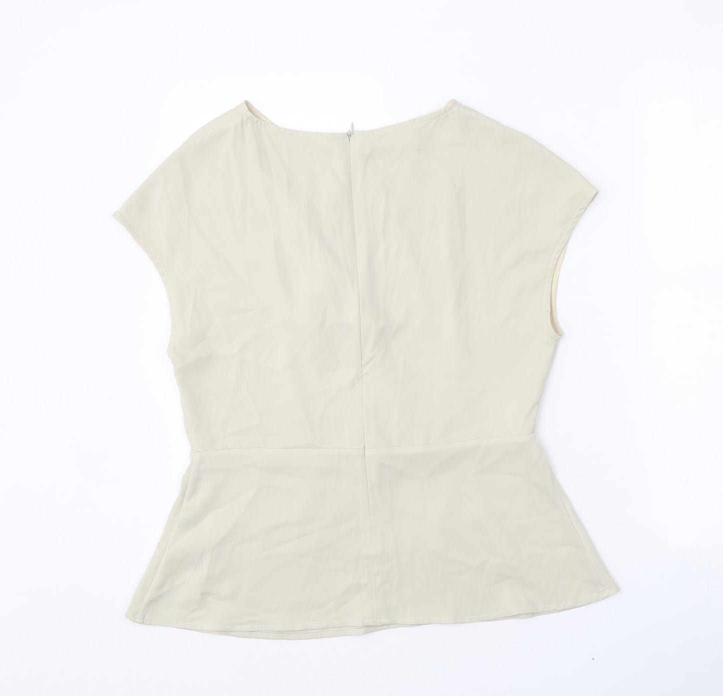 MOTF Womens Beige Polyester Basic Blouse Size L Round Neck