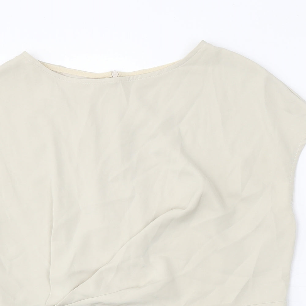 MOTF Womens Beige Polyester Basic Blouse Size L Round Neck