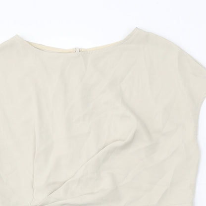 MOTF Womens Beige Polyester Basic Blouse Size L Round Neck