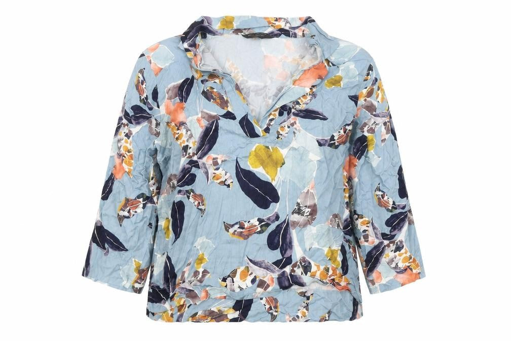 Secret Possessions Womens Blue Geometric Viscose Basic Blouse Size 12 V-Neck - Feather