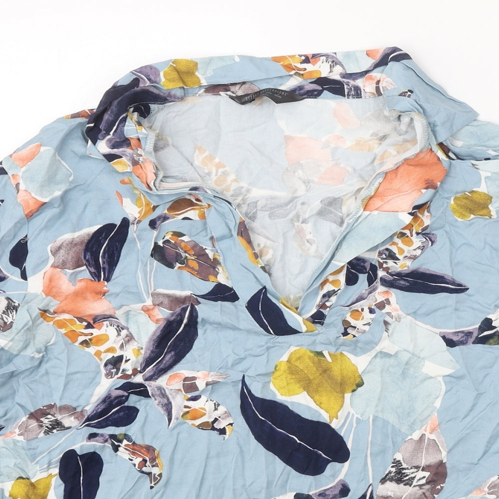 Secret Possessions Womens Blue Geometric Viscose Basic Blouse Size 12 V-Neck - Feather