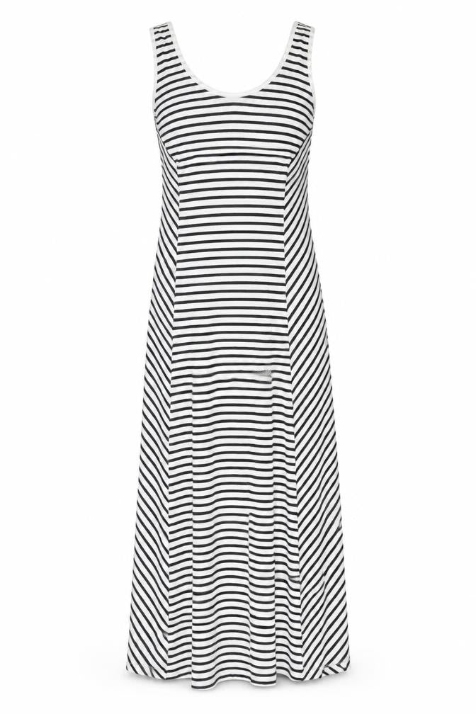 ESMARA Womens White Striped Polyester Maxi Size XS Scoop Neck Pullover
