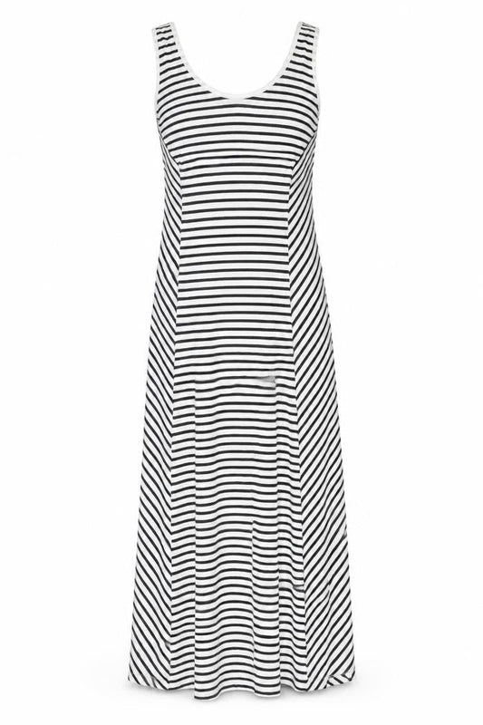 ESMARA Womens White Striped Polyester Maxi Size XS Scoop Neck Pullover