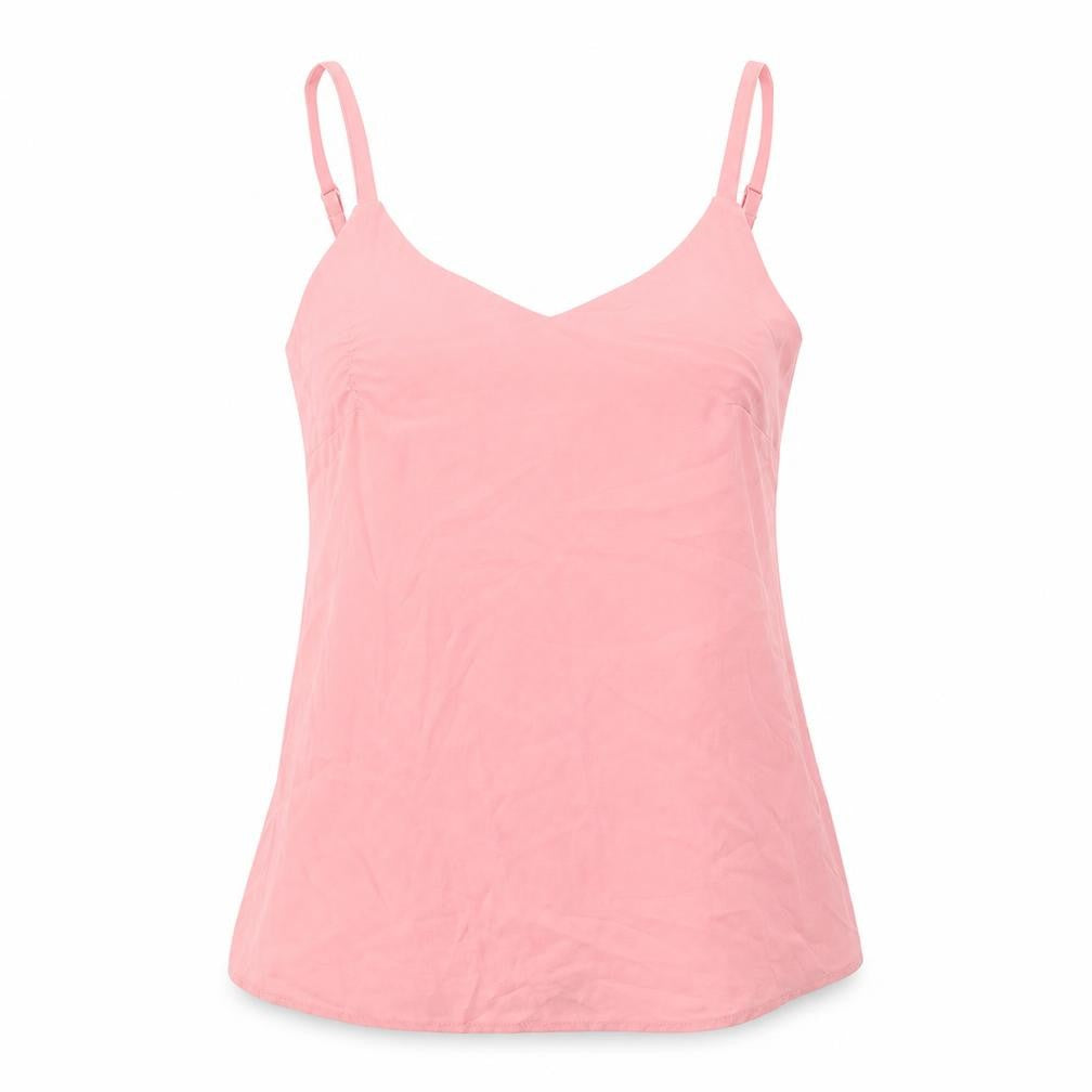 F&F Womens Pink Polyester Basic Tank Size 6 V-Neck