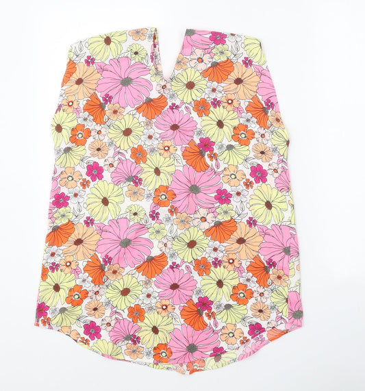 Marks and Spencer Womens Pink Floral Polyester Basic Tank Size 8 V-Neck