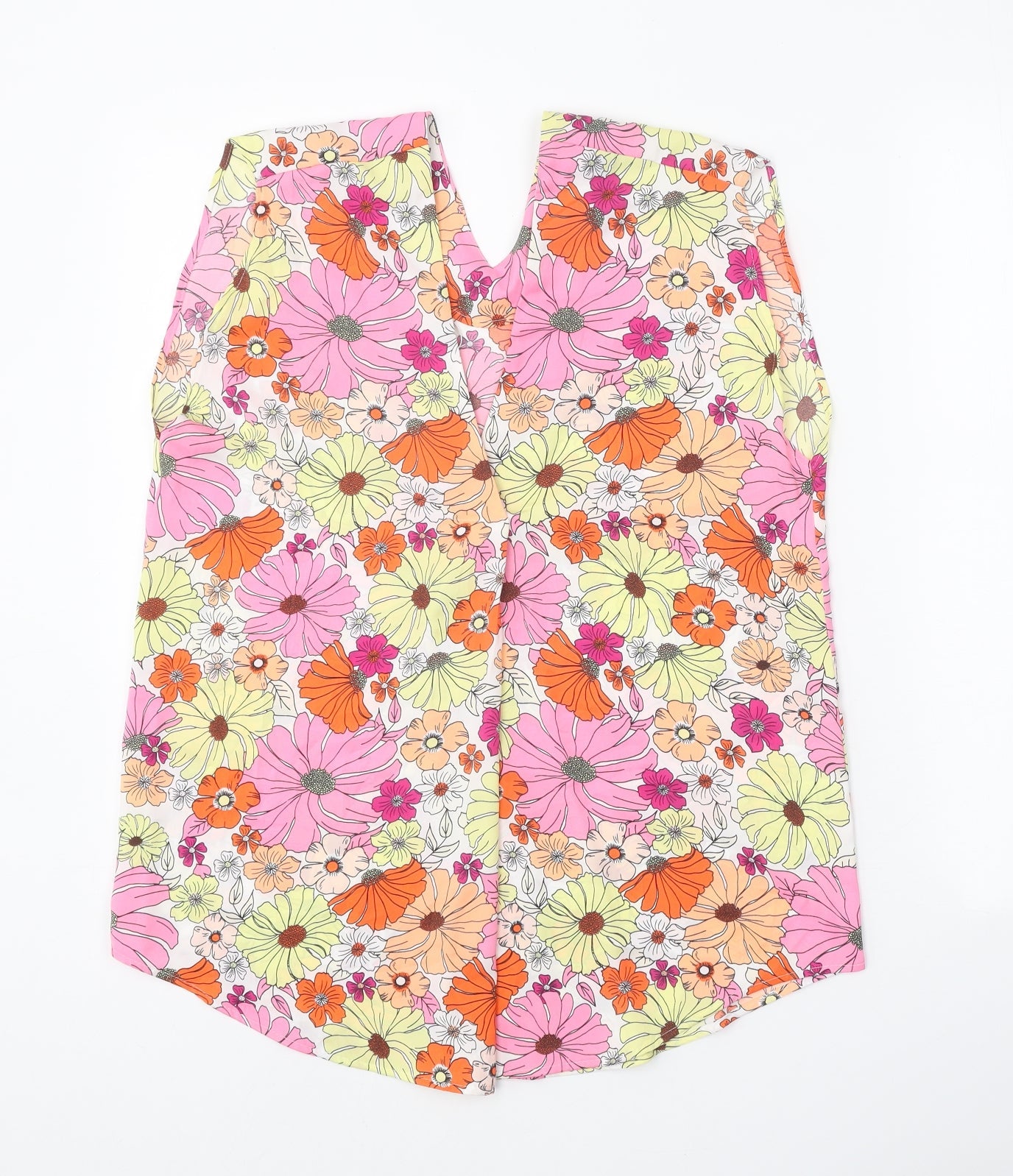Marks and Spencer Womens Pink Floral Polyester Basic Tank Size 8 V-Neck