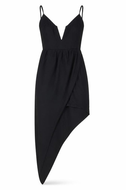 Ginger Fizz Womens Black Polyester Slip Dress Size 12 V-Neck Zip