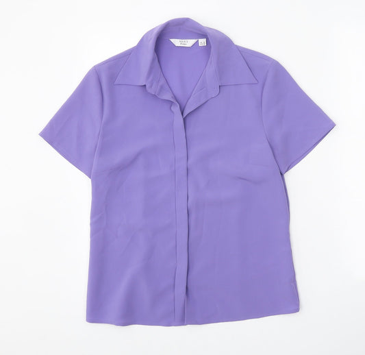 NEXT Womens Purple Polyester Basic Button-Up Size 10 Collared