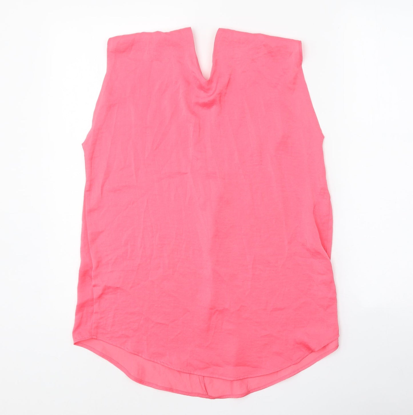 Marks and Spencer Womens Pink Polyester Basic Blouse Size 6 V-Neck