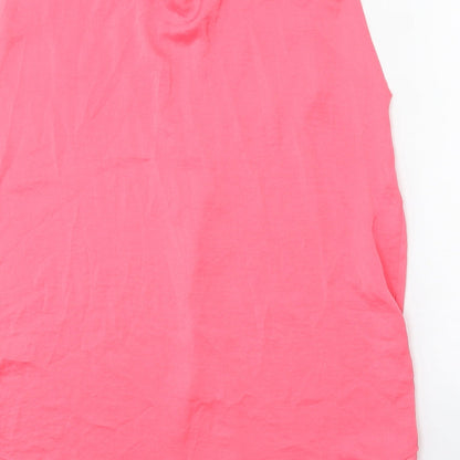 Marks & Spencer Womens Pink Polyester Basic Blouse Size 6 V-Neck