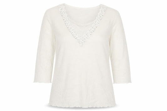 Dolly Womens White Polyester Basic T-Shirt Size M Round Neck