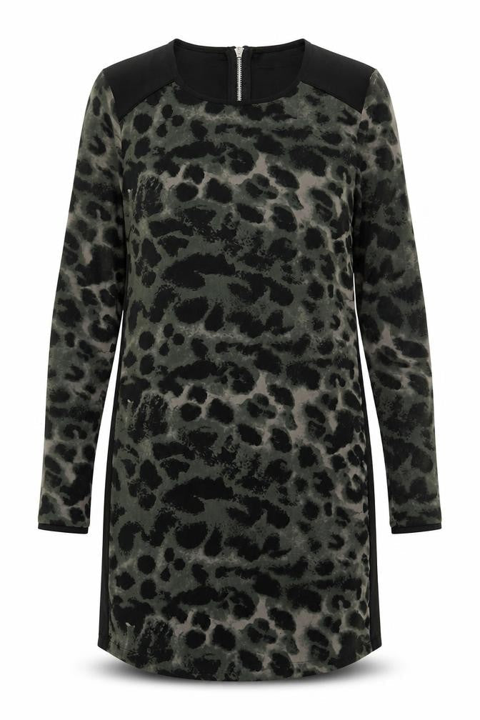 Religion Womens Green Animal Print Polyester Shift Size 10 Boat Neck Pullover - Leopard Print