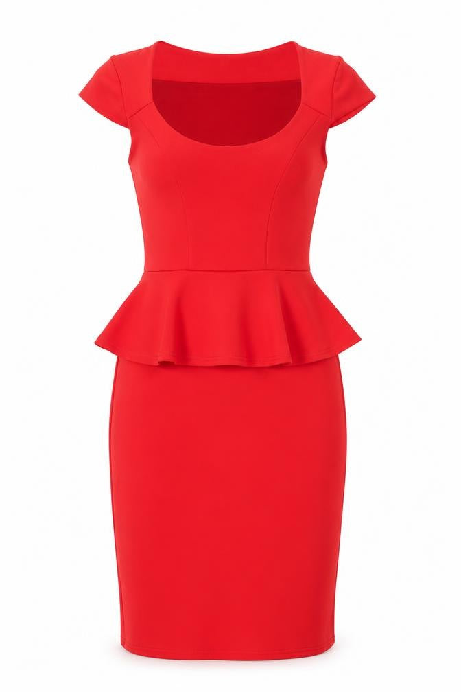 Liquid Womens Red Polyester Pencil Dress Size 8 Scoop Neck Pullover - Cap Sleeve