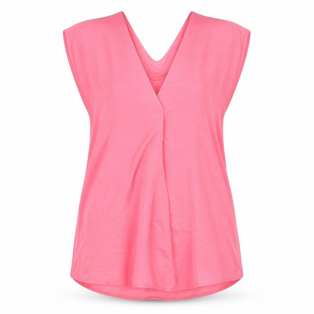 Marks & Spencer Womens Pink Polyester Basic Blouse Size 10 V-Neck