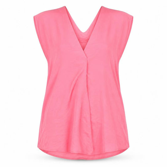 Marks and Spencer Womens Pink Polyester Basic Blouse Size 10 V-Neck