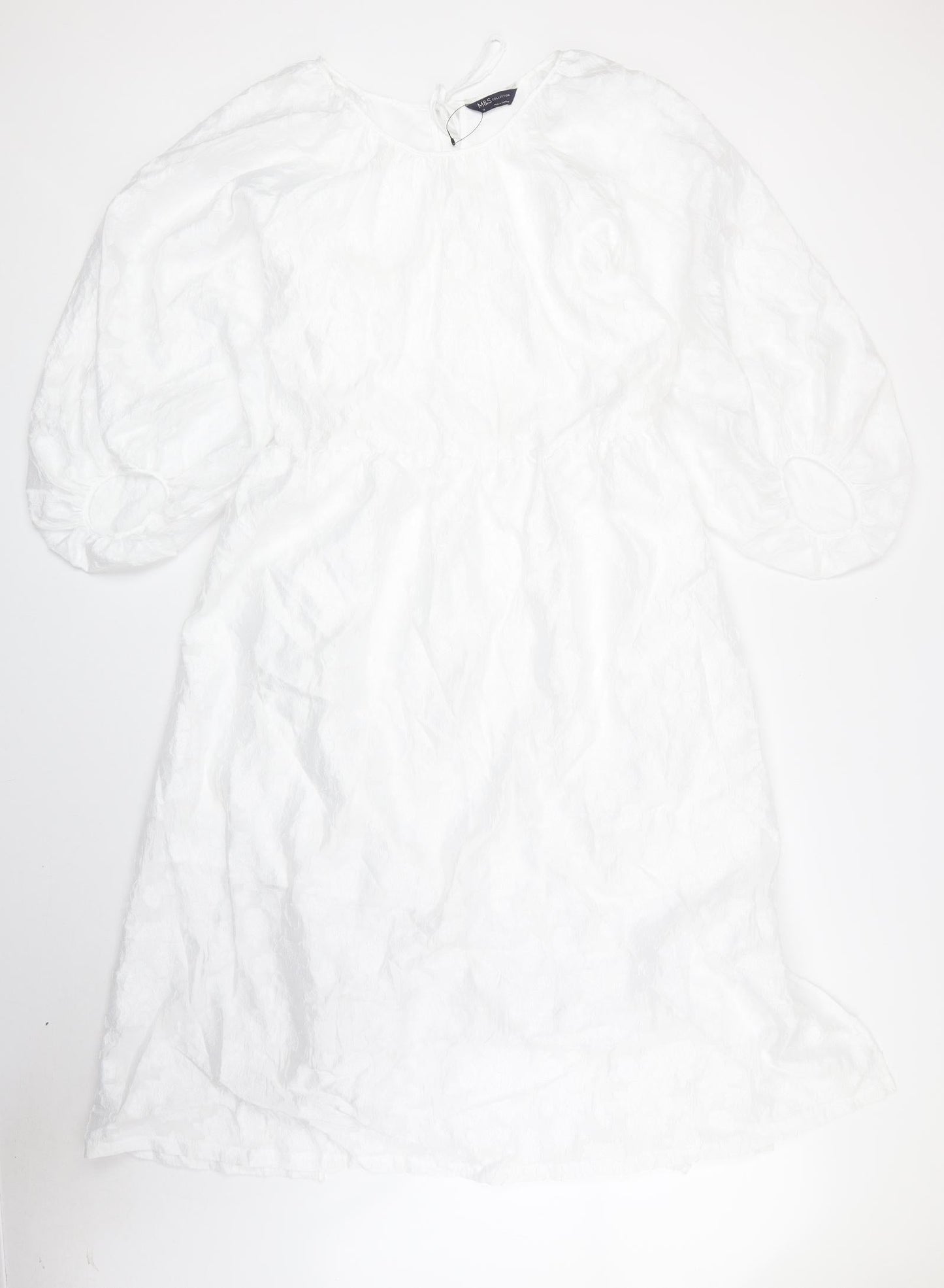 Marks and Spencer Womens White Polyester A-Line Size 18 Boat Neck Pullover