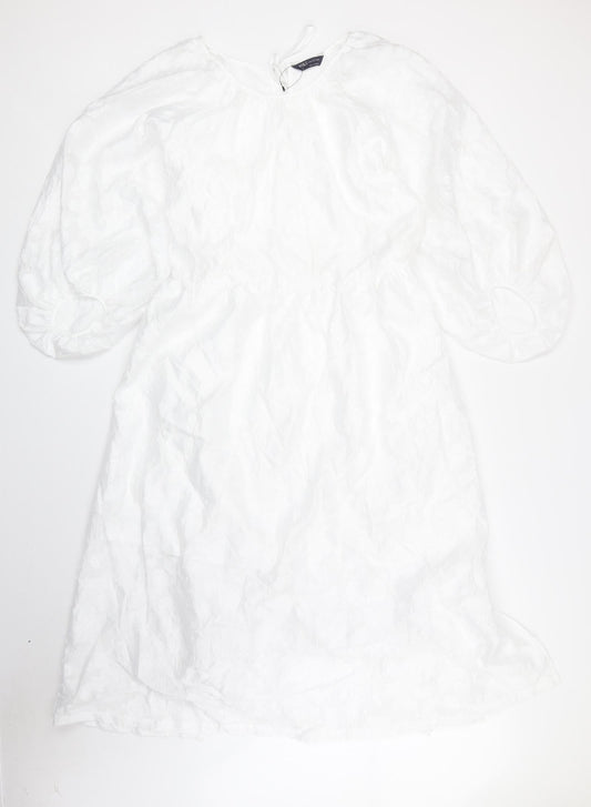Marks and Spencer Womens White Polyester A-Line Size 18 Boat Neck Pullover