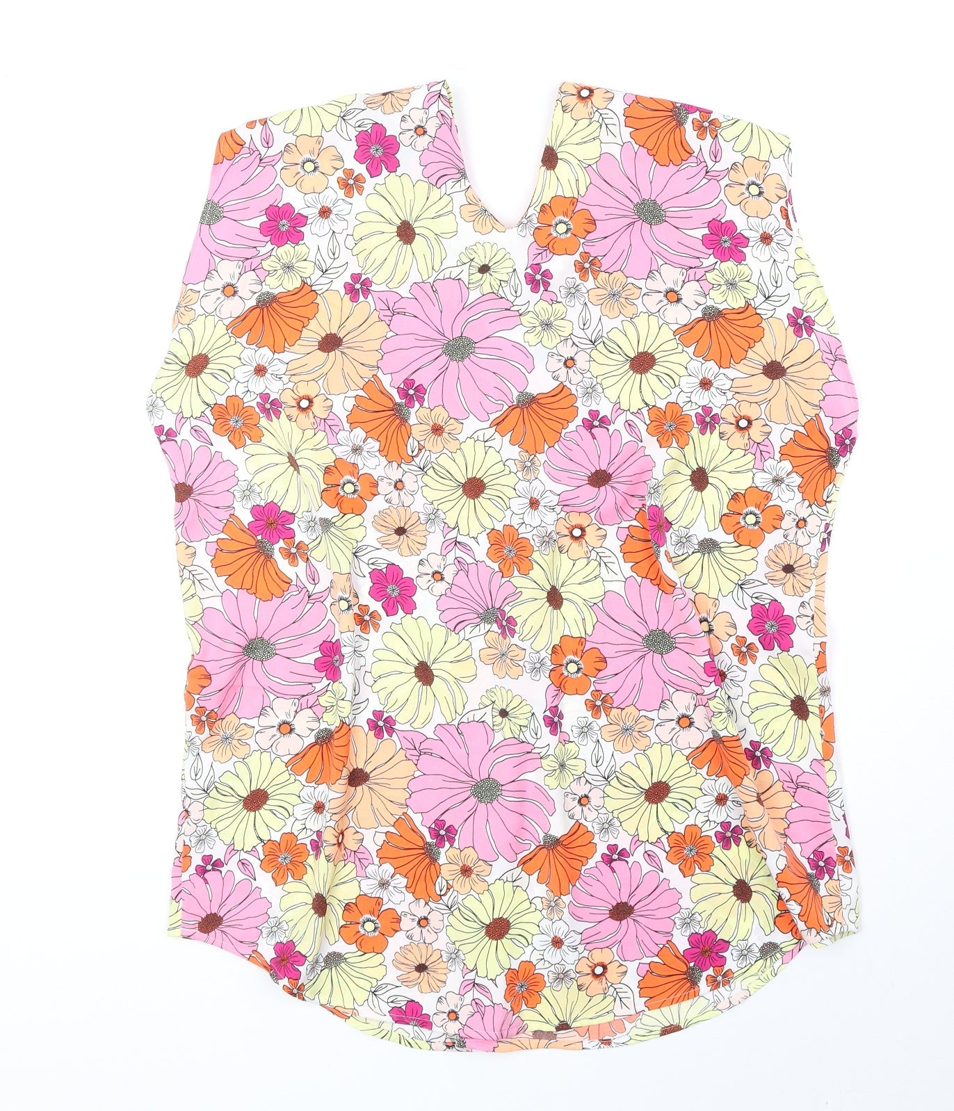Marks and Spencer Womens Multicoloured Floral Polyester Basic Tank Size 12 V-Neck
