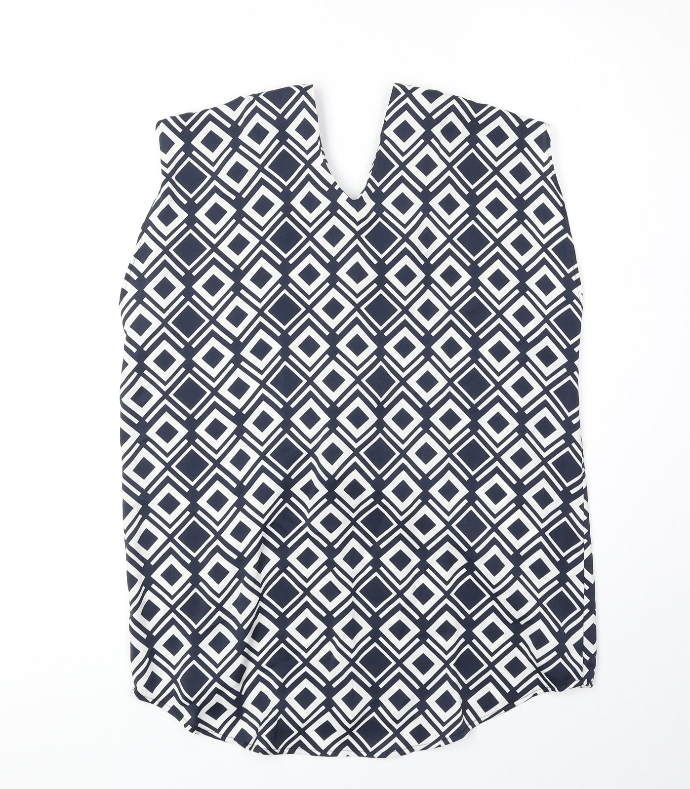 Marks and Womens Blue Geometric Polyester Basic Tank Size 6 V-Neck