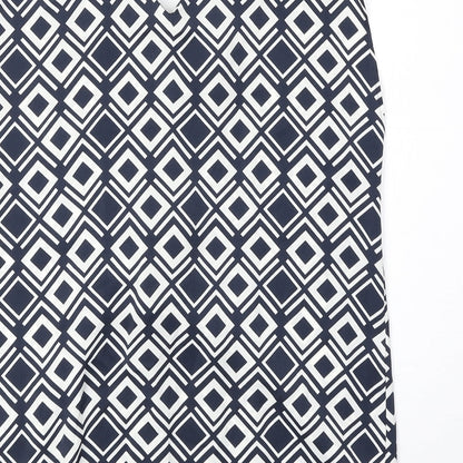 Marks & Spencer Womens Blue Geometric Polyester Basic Tank Size 6 V-Neck