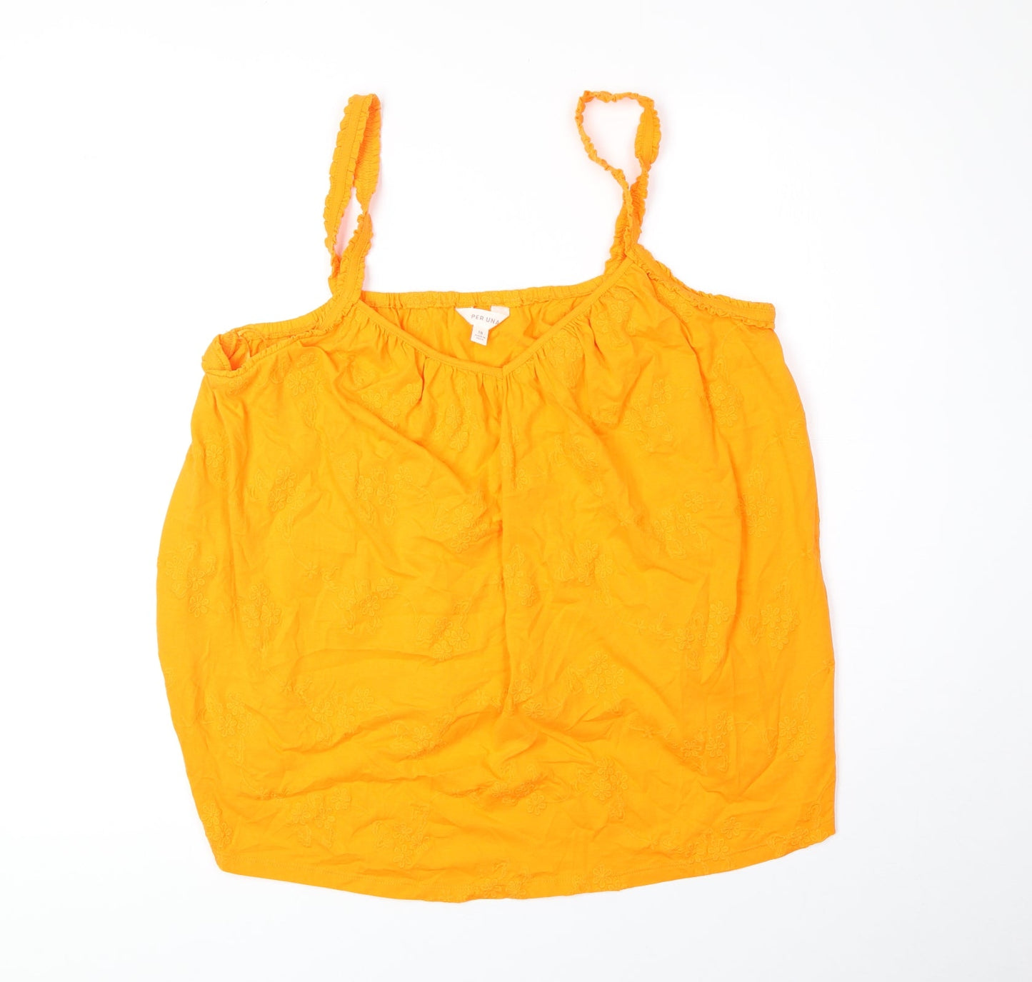 Per Una Womens Orange 100% Cotton Basic Tank Size 18 V-Neck