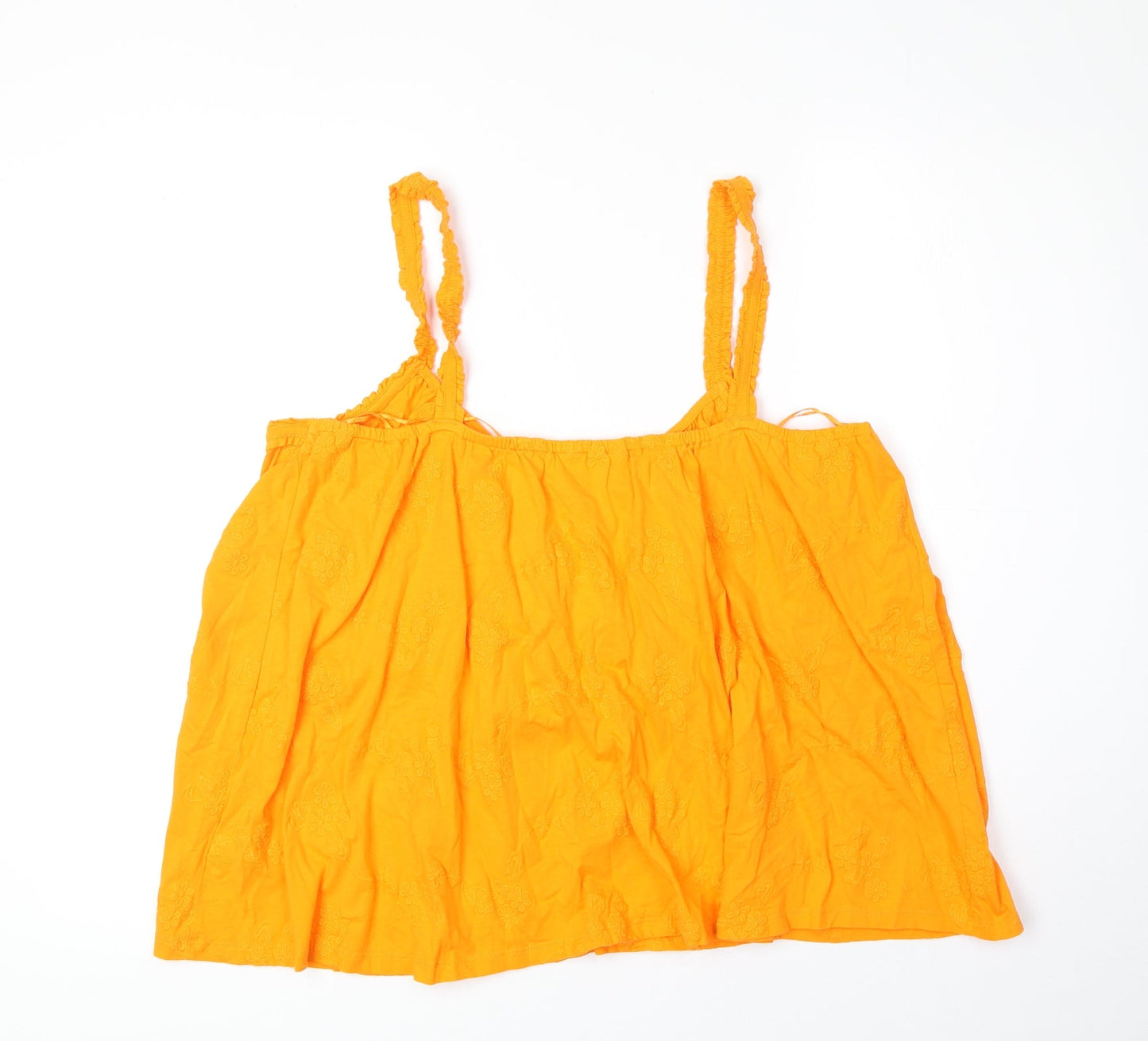 Per Una Womens Orange 100% Cotton Basic Tank Size 18 V-Neck