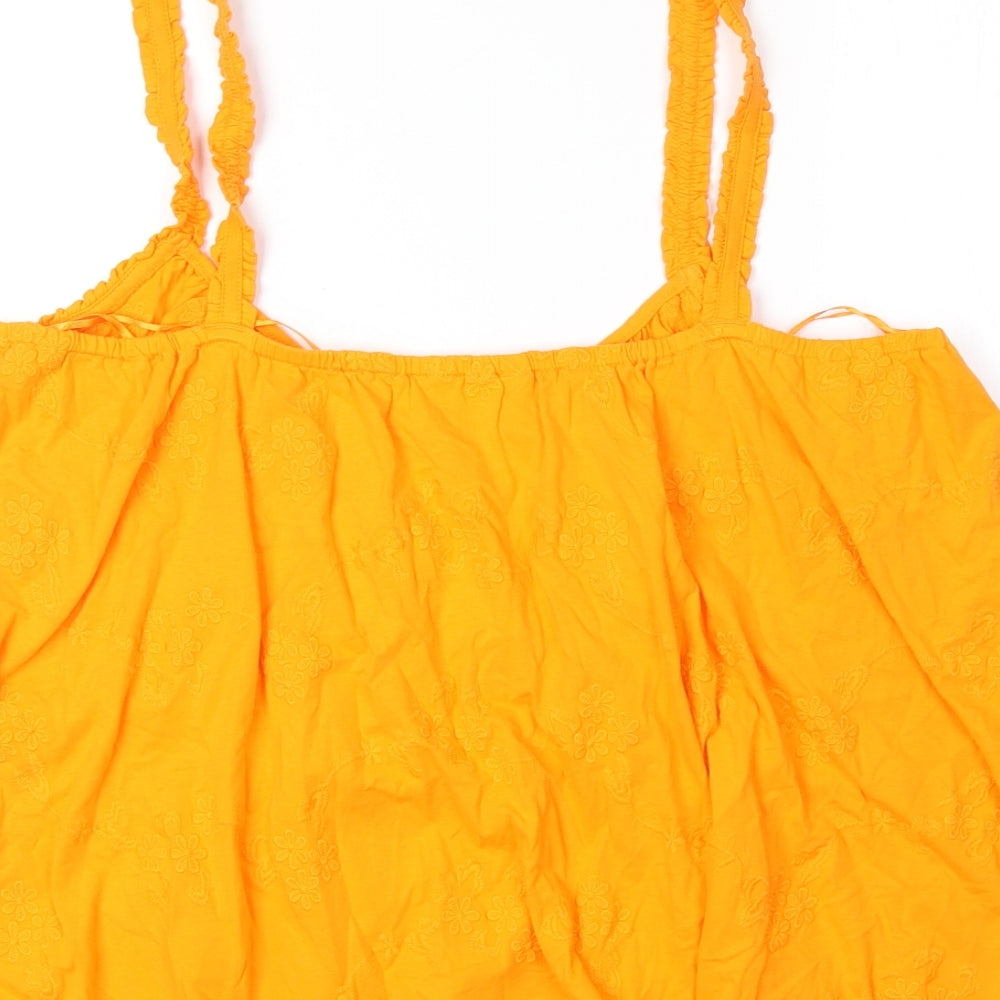 Per Una Womens Orange 100% Cotton Basic Tank Size 18 V-Neck