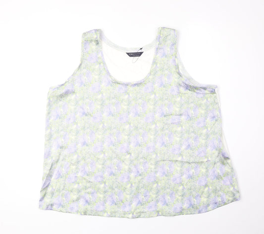 Marks and Spencer Womens Multicoloured Geometric Polyester Basic Tank Size 18 Round Neck