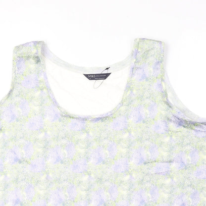 Marks & Spencer Womens Multicoloured Geometric Polyester Basic Tank Size 18 Round Neck