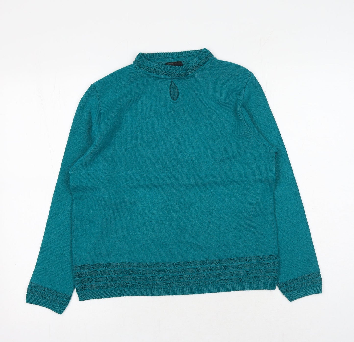 Florida Womens Green Mock Neck Acrylic Pullover Jumper Size S