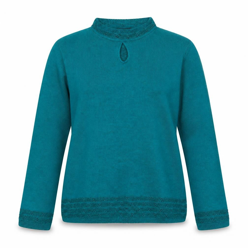 Florida Womens Green Mock Neck Acrylic Pullover Jumper Size S